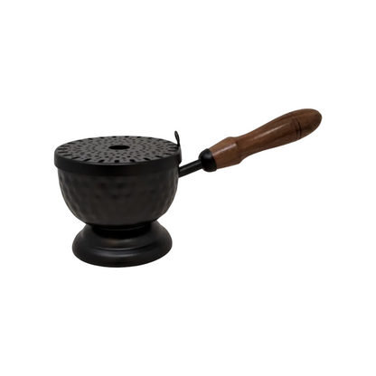 9" Iron Cauldron Burner with Lid & Wooden Handle