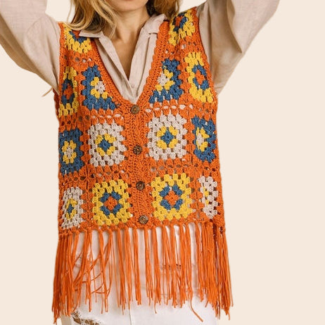 Boho Crochet Fringe Vest