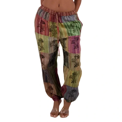 Assorted Color Mushroom Patchwork Pants