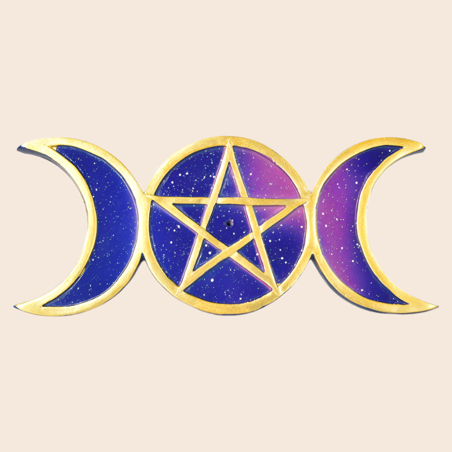 Pentagram and Moon Incense Burner