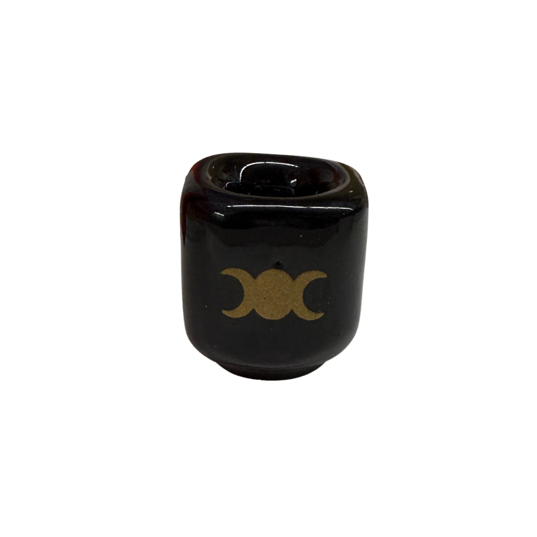 Ceramic Triple Moon Chime Candle Holder
