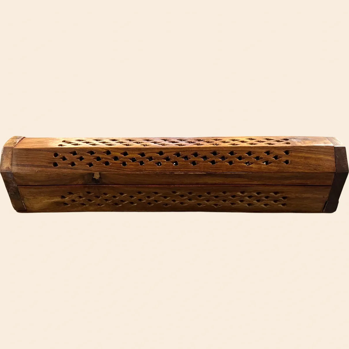Carved Wood Coffin Incense Burner