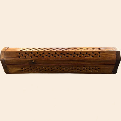 Carved Wood Coffin Incense Burner