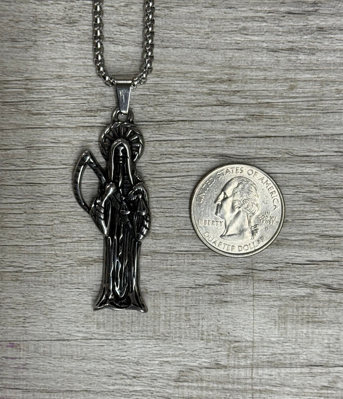 Santa Muerte Stainless Steel Necklace
