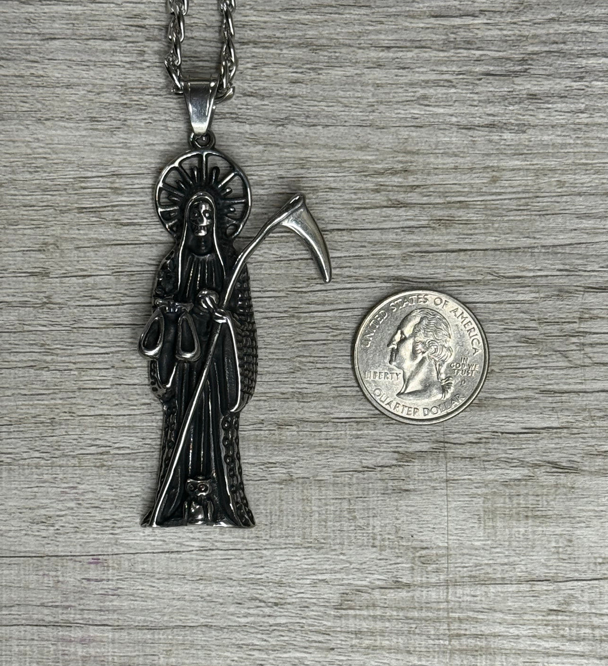 Santa Muerte Stainless Steel Necklace