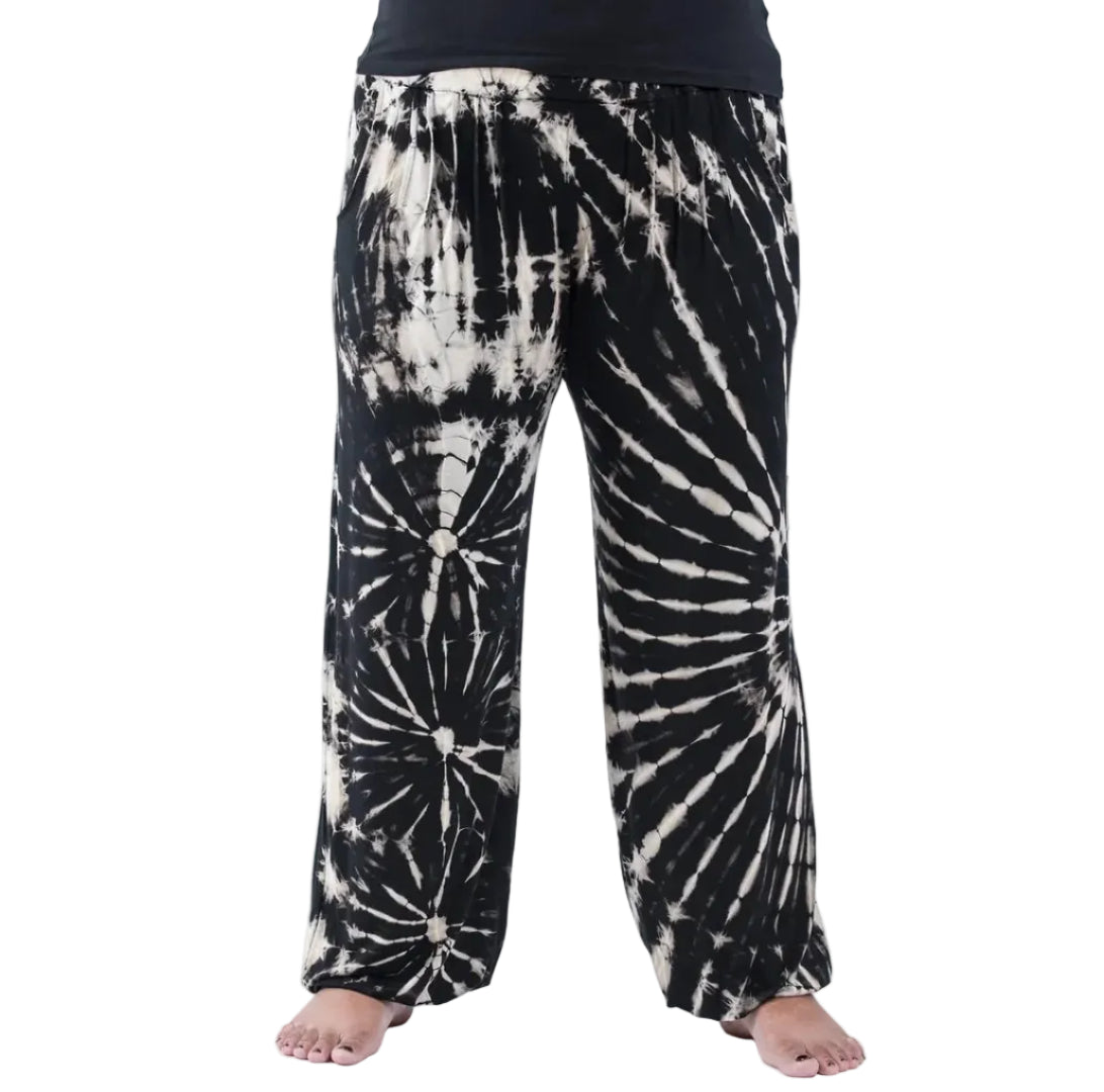 Unisex Black and White Tie Dye Harem Pants