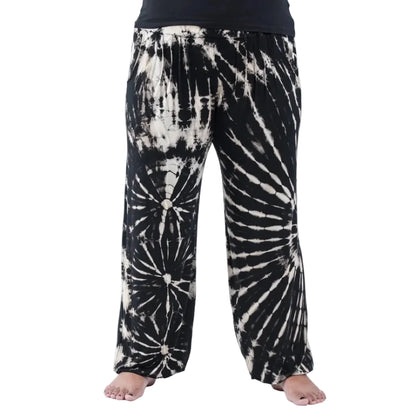 Unisex Black and White Tie Dye Harem Pants