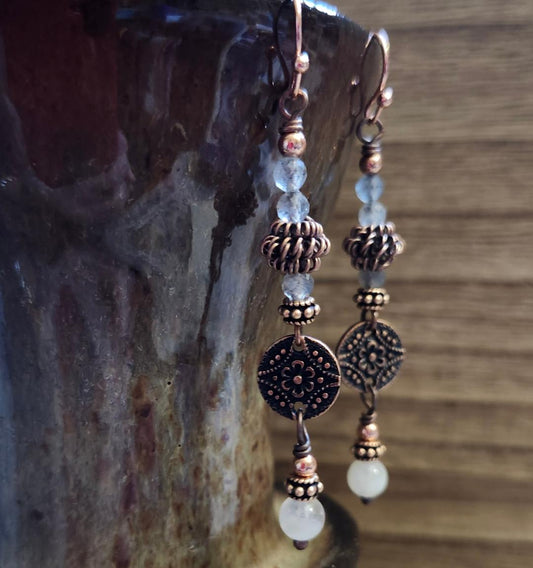 Labradorite and Moonstone Earrings
