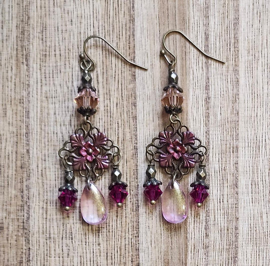 Colorful  Filigree Drop Earrings