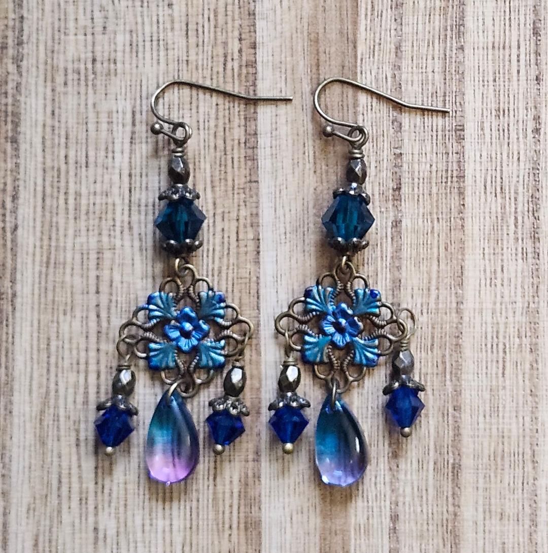 Colorful  Filigree Drop Earrings