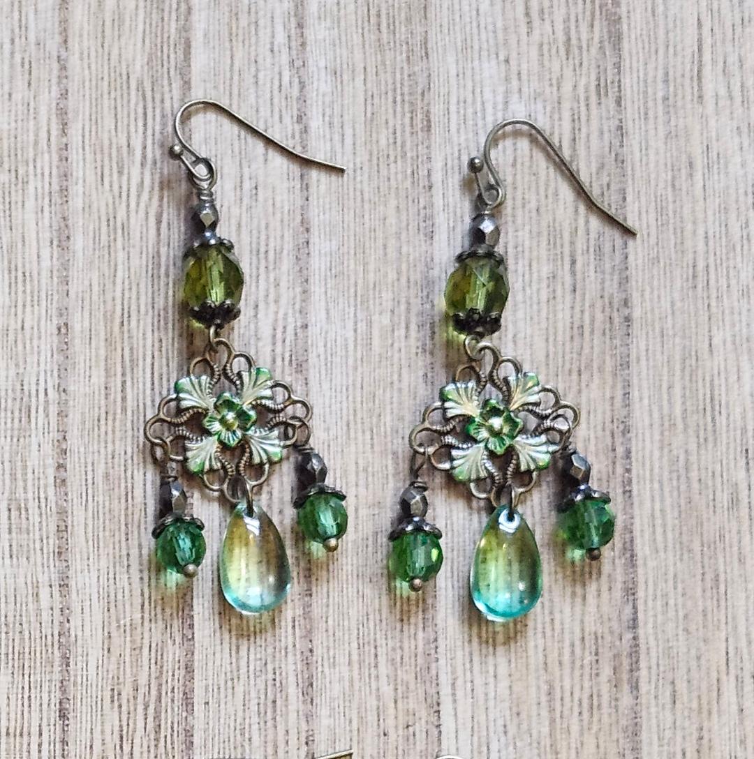 Colorful  Filigree Drop Earrings