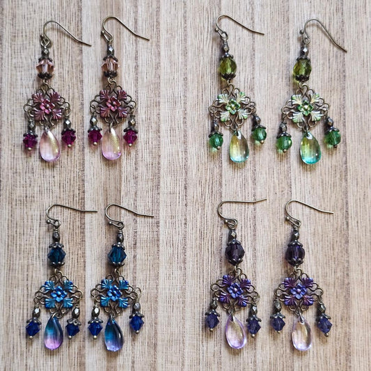 Colorful  Filigree Drop Earrings