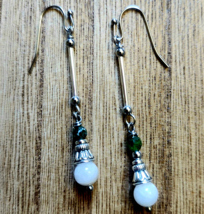 Moonstone and Diopside Earrings