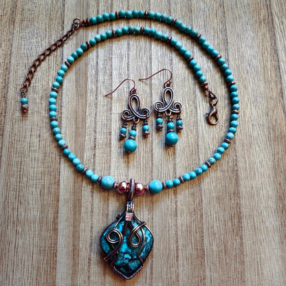 Turquoise Howlite and Copper Necklace