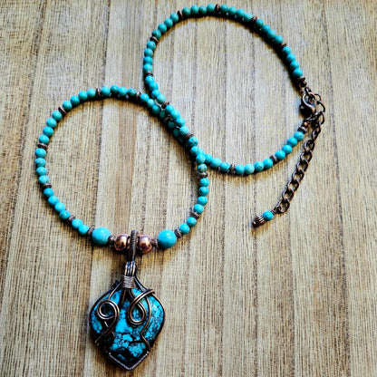 Turquoise Howlite and Copper Necklace