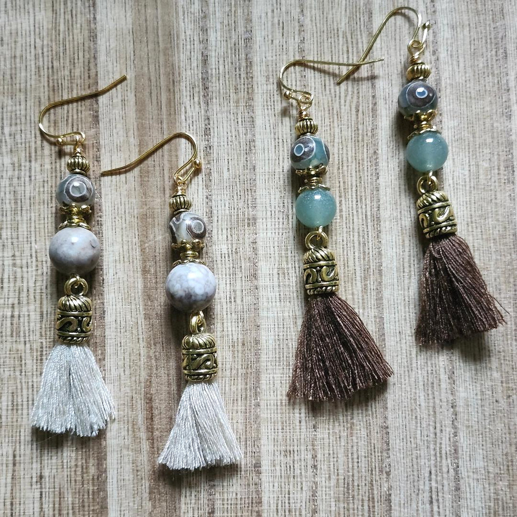 DZI Tassel Earrings