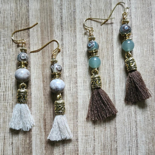 DZI Tassel Earrings