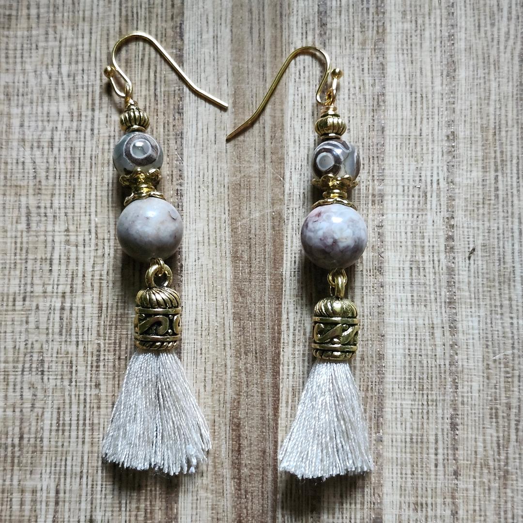 DZI Tassel Earrings