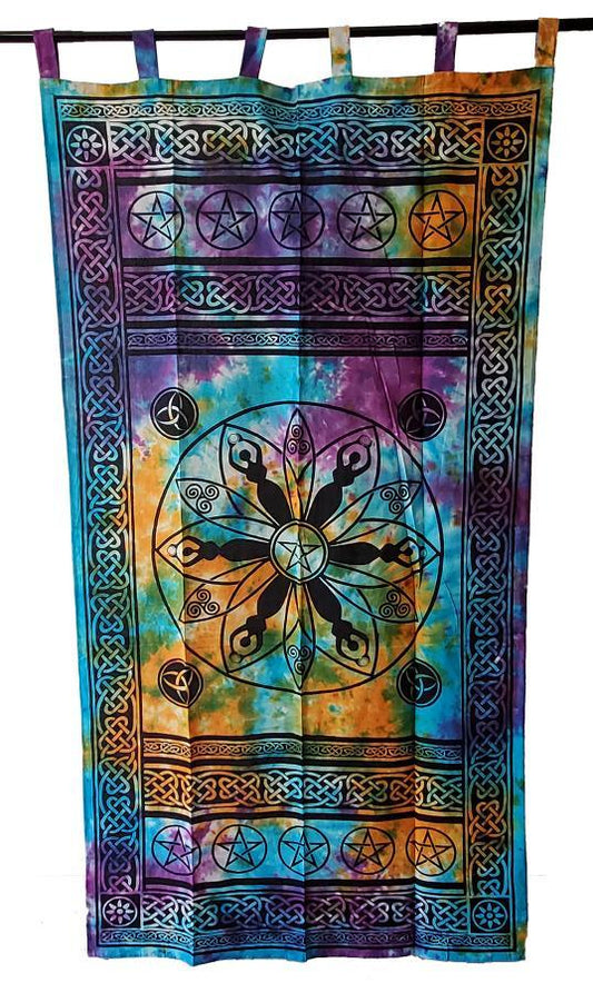 Pentagram, Triquetra & Goddess Cotton Curtain 44" x 88"