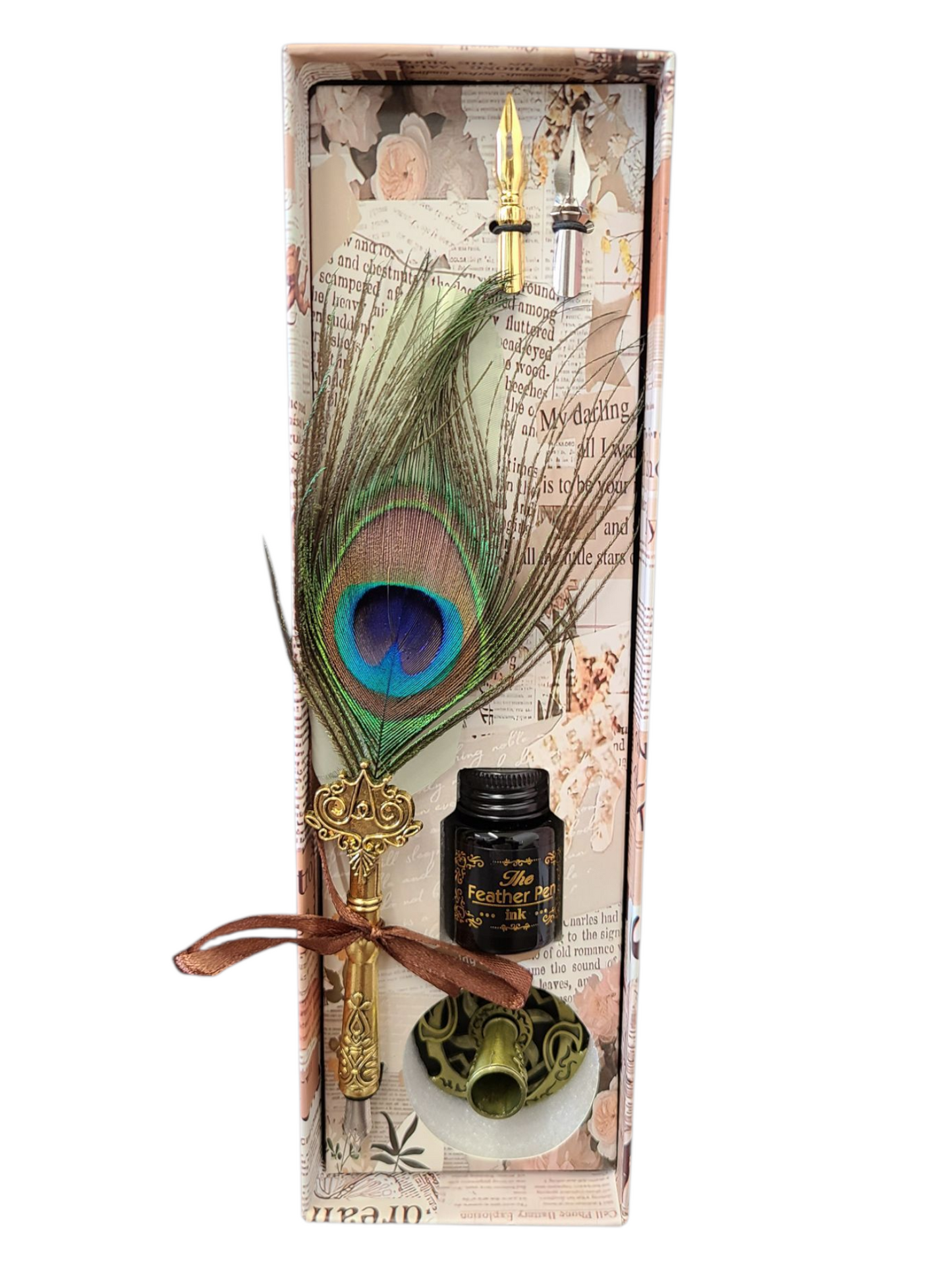 Peacock and Blue Feather Quill Set